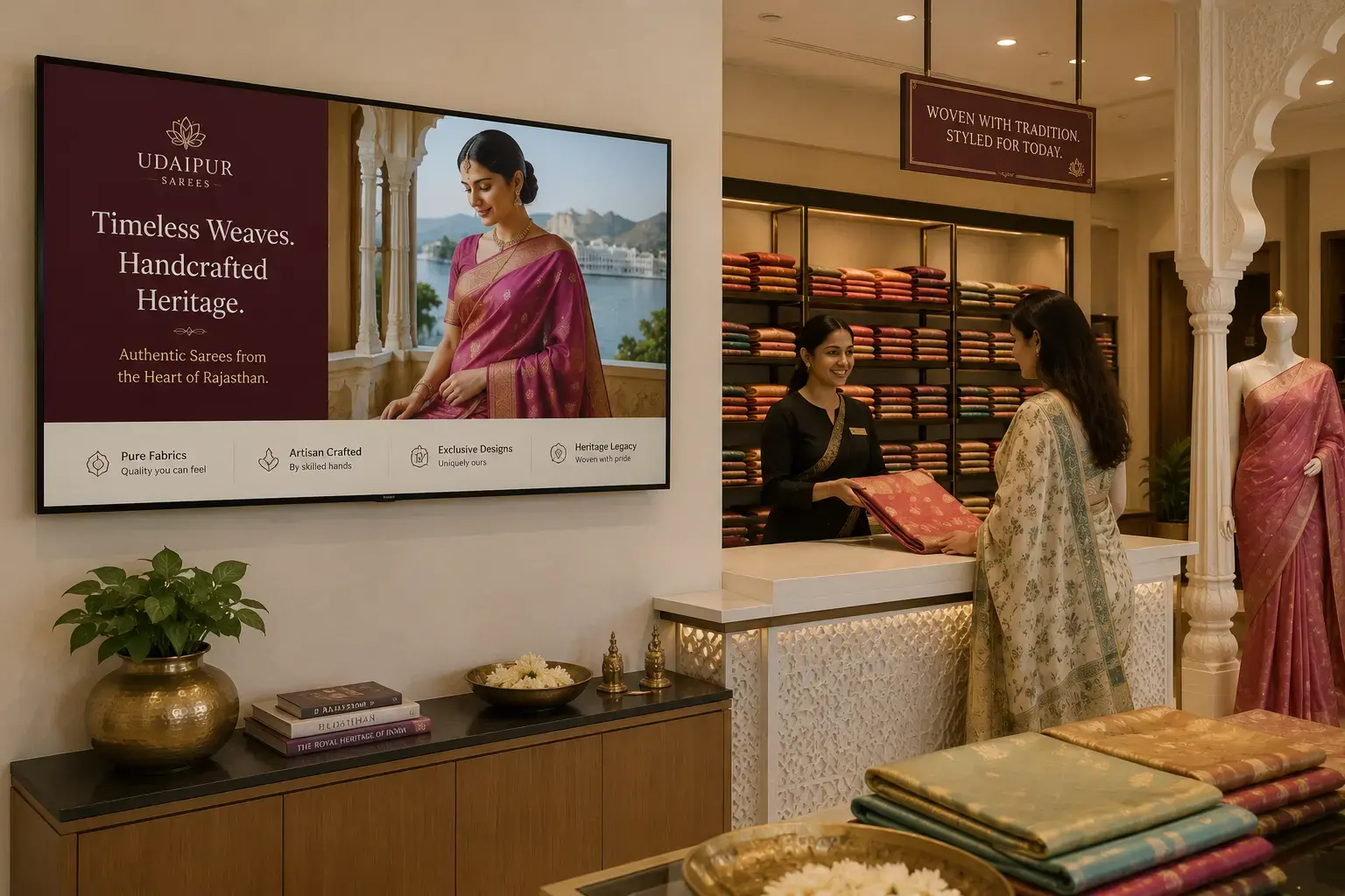 Disflay digital signage in a retail store showcasing promotions